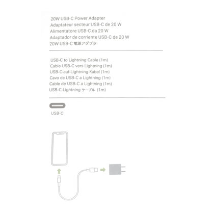 Adaptador de corriente 20 W USB-C / Cable USB-C a Lightning